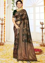 Sattin Silk Green Festival Wear Weaving Saree